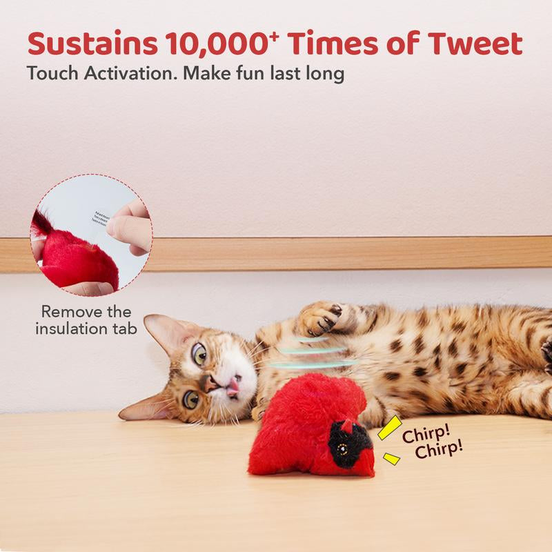 Potaroma (DON'T FLAP) Chirping Birds 2 Pcs Cat Toys with Silvervine, Interactive Cat Kicker, Lifelike Birdie Tweets, Indoor Kitten Exercise Toys