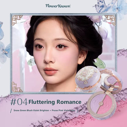 Flower Knows Swan Ballet Velvet Embossed Blush Matte Makeup Pressed Blusher Powder Pallet Women Gift Set