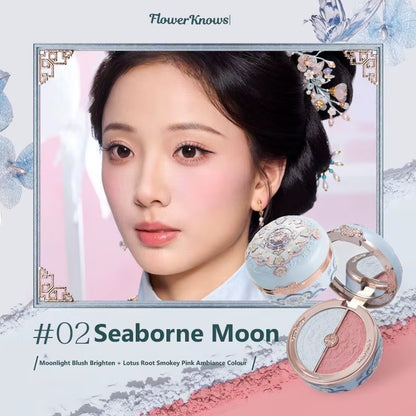 Flower Knows Swan Ballet Velvet Embossed Blush Matte Makeup Pressed Blusher Powder Pallet Women Gift Set